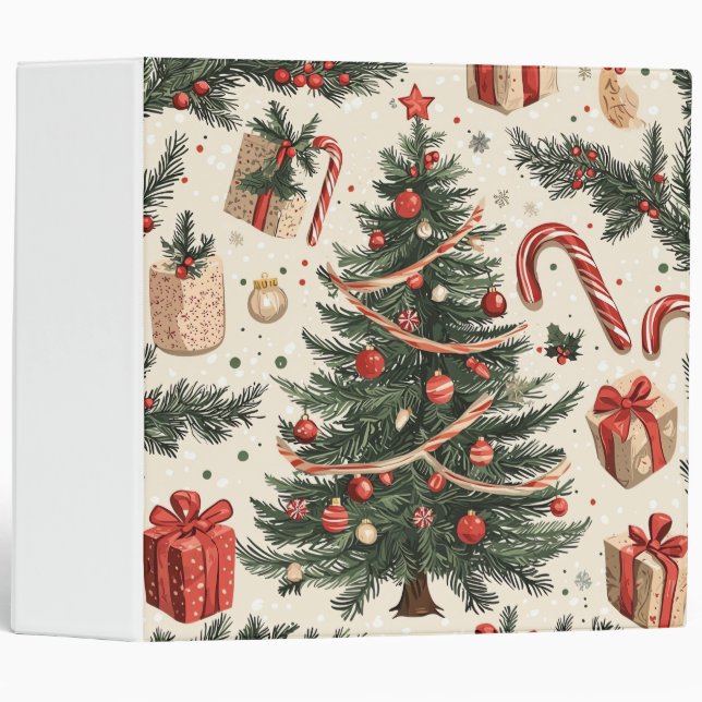 Poinsettia Floral Christmas Pattern (4) 3 Ring Binder (Front/Spine)