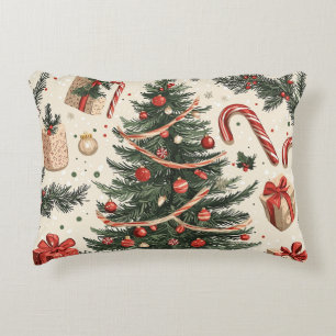 Poinsettia Floral Christmas Pattern (4) Accent Pillow