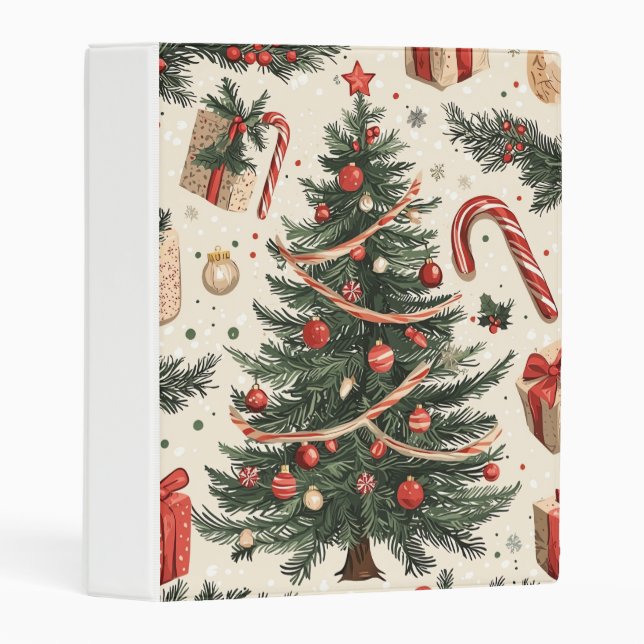 Poinsettia Floral Christmas Pattern (4) Mini Binder (Front/Spine)