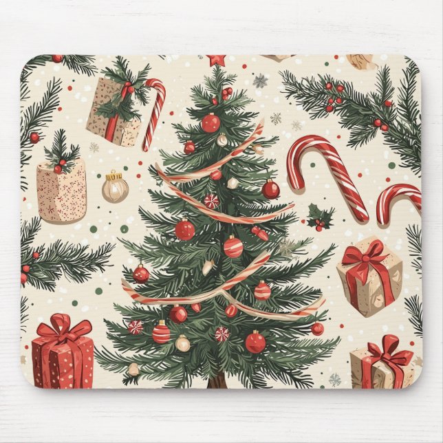 Poinsettia Floral Christmas Pattern (4) Mouse Pad (Front)