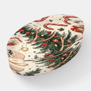 Poinsettia Floral Christmas Pattern (4) Paperweight