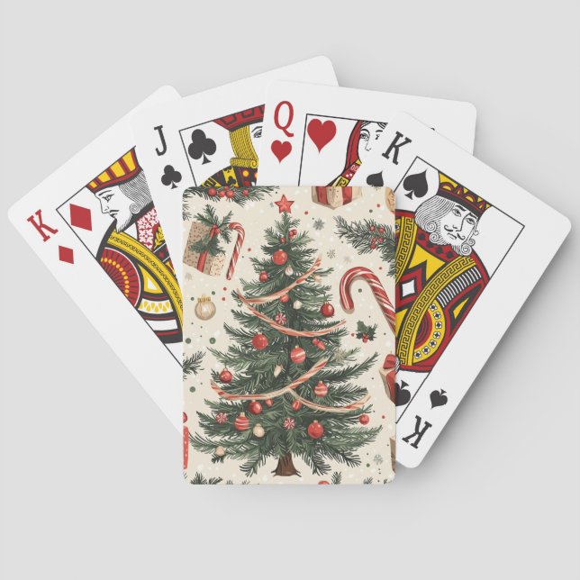 Poinsettia Floral Christmas Pattern (4) Poker Cards (Back)