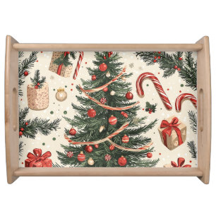 Poinsettia Floral Christmas Pattern (4) Serving Tray