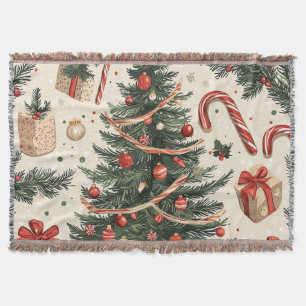 Poinsettia Floral Christmas Pattern (4) Throw Blanket