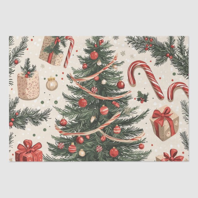 Poinsettia Floral Christmas Pattern (4) Tissue Paper (Front)