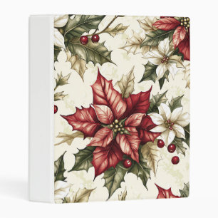 Poinsettia Floral Christmas Pattern (5) Mini Binder