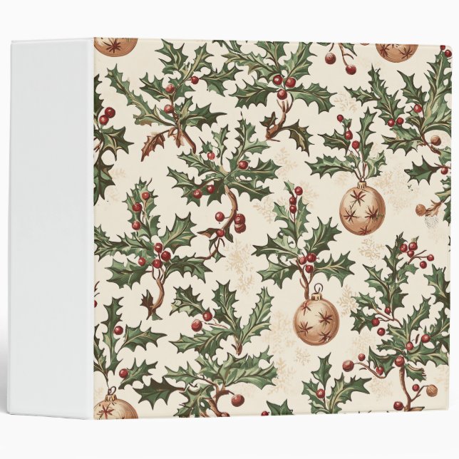 Poinsettia Floral Christmas Pattern (6) 3 Ring Binder (Front/Spine)