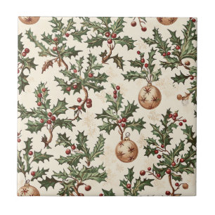 Poinsettia Floral Christmas Pattern (6) Ceramic Tile