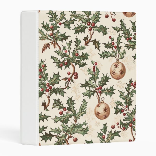 Poinsettia Floral Christmas Pattern (6) Mini Binder (Front/Spine)