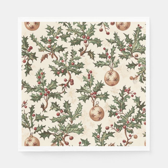 Poinsettia Floral Christmas Pattern (6) Napkins (Front)
