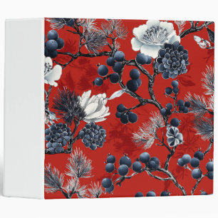 Poinsettia Floral Christmas Pattern (7) 3 Ring Binder