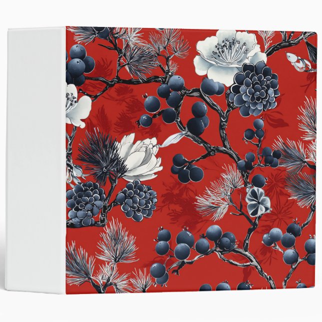 Poinsettia Floral Christmas Pattern (7) 3 Ring Binder (Front/Spine)