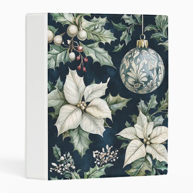 Poinsettia Floral Christmas Pattern (9) Mini Binder (Front/Spine)