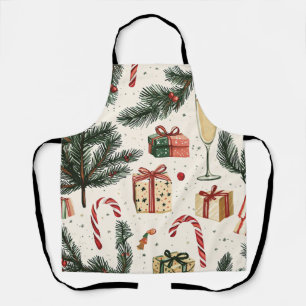 Poinsettia Floral Christmas Pattern Apron