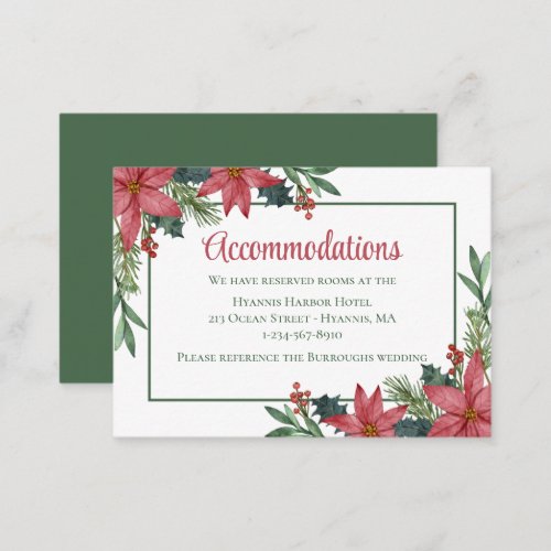 Poinsettia Floral Christmas Wedding Accommodations Enclosure Card