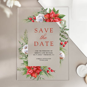 Poinsettia Floral Christmas Wedding Save the Date