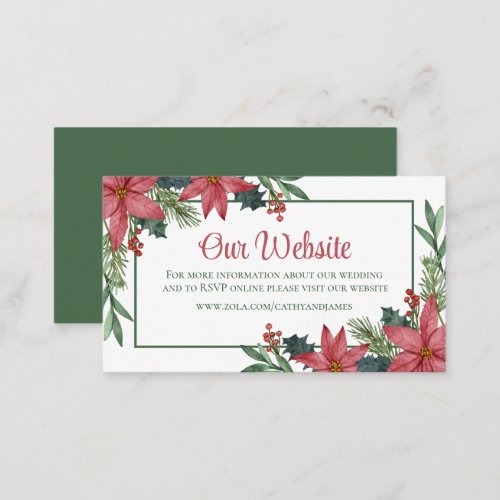 Poinsettia Floral Christmas Wedding Website Detail Enclosure Card