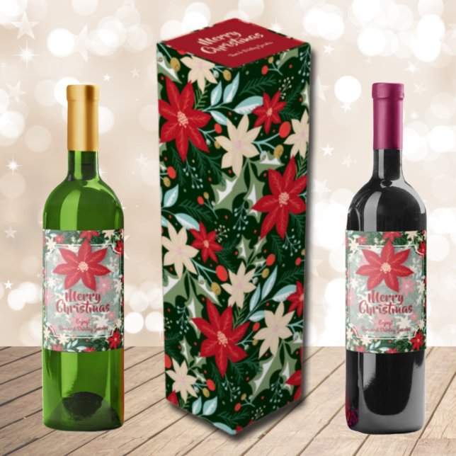 Poinsettia Floral Holiday Christmas Wine Box (Creator Uploaded)
