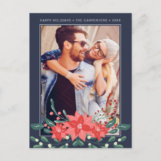 Poinsettia Floral Mistletoe | Photo Holiday Card