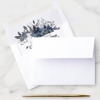 Poinsettia Floral Monogram | Navy Blue