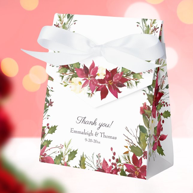 Poinsettia Floral Wedding | Scarlet Red Favor Boxes (Creator Uploaded)