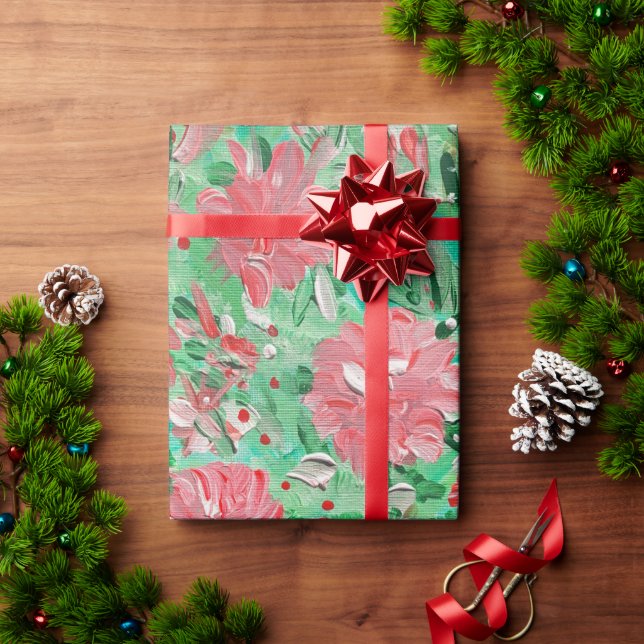 Poinsettia Floral Wrapping Paper (Holiday Gift)