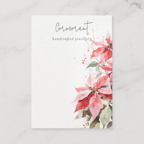 Poinsettia Florals Christmas Blank Jewelry Holder Business Card