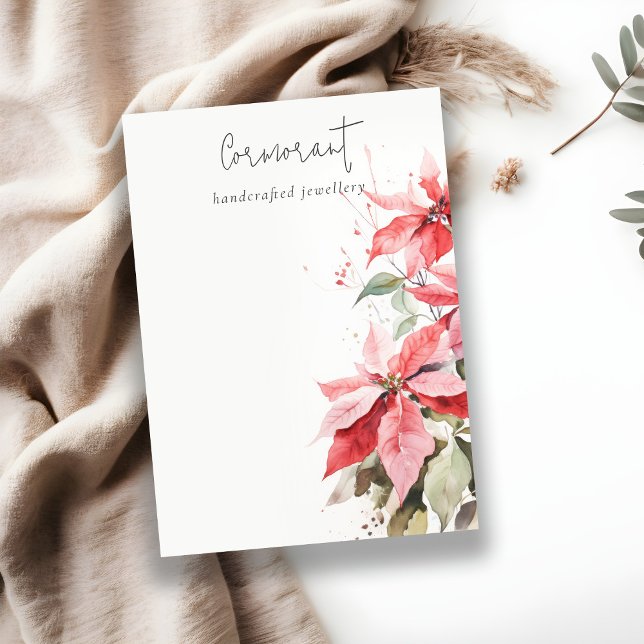 Poinsettia Florals Christmas Blank Jewelry Holder Business Card (Creator Uploaded)