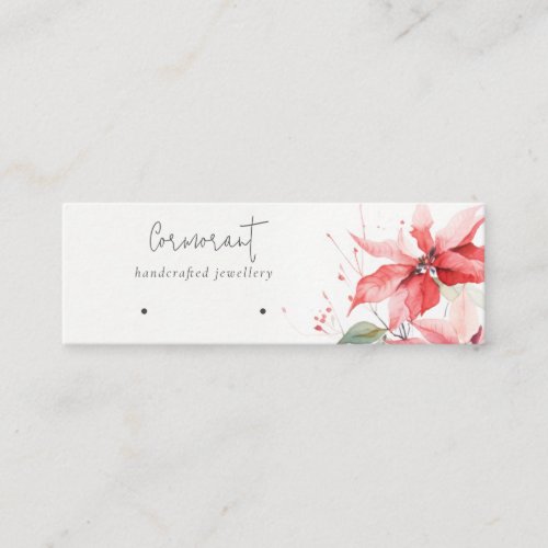 Poinsettia Florals Christmas Hoops Stud Holder Mini Business Card