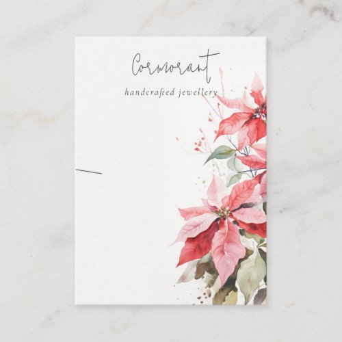 Poinsettia Florals Christmas Necklace Holder Business Card