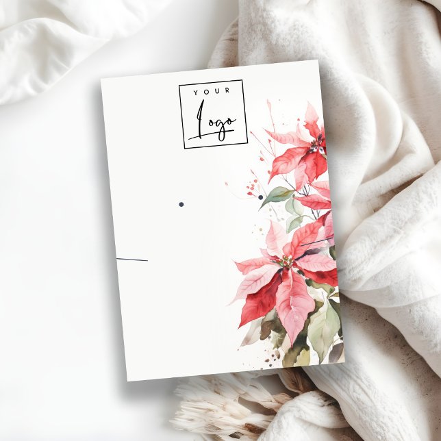 Poinsettia Florals Logo Earring Necklace Holder Business Card (Creator Uploaded)