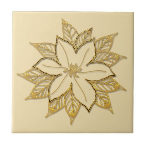 Poinsettia Flower Birth Month December  Ceramic Tile