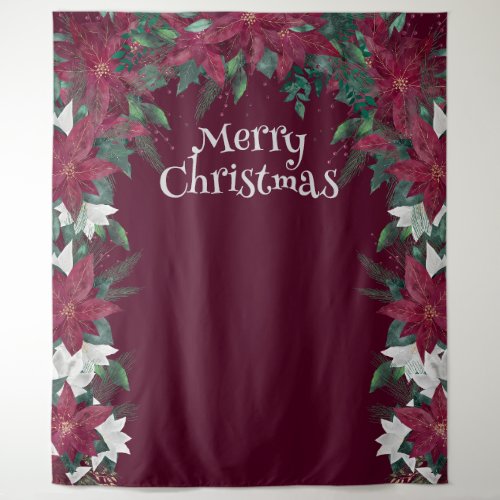 Poinsettia Flower Christmas Photo Booth Backdrop