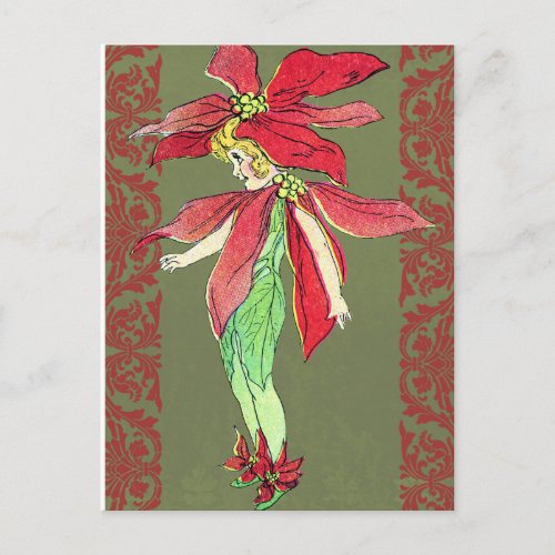Poinsettia Flower Fairy Postcard