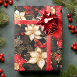 Poinsettia Flower in Black Red Gold | Christmas  Wrapping Paper<br><div class="desc">Poinsettia Flower in Black Red Gold | Christmas Wrapping Paper. This is another 100% Snuggle Hamster Designs.</div>