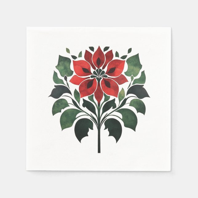 Poinsettia Flower Napkins (Front)