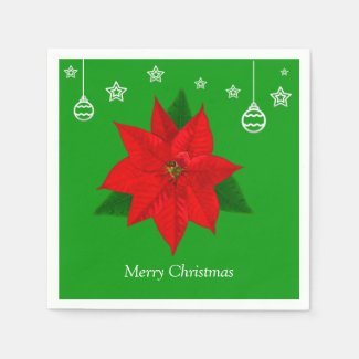 Poinsettia Flower on Green