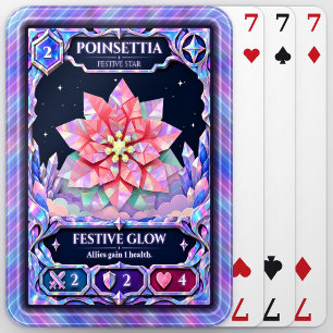 Poinsettia Flower, Rainbow Foil Art Poker Cards