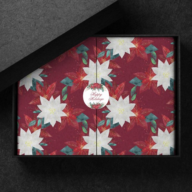 Poinsettia Flower Red and Green Christmas Floral Tissue Paper (Creator Uploaded)