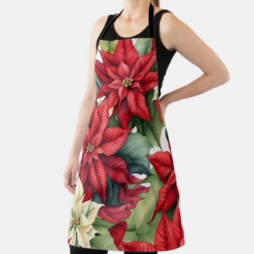 Poinsettia Flowers  Apron