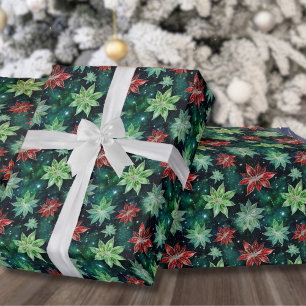 Poinsettia Flowers Christmas Wrapping Paper