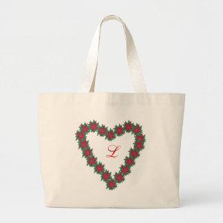 Poinsettia Flowers Heart Shaped Monogram Bags