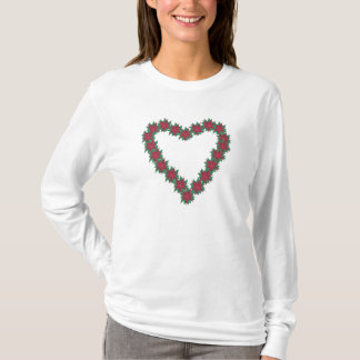 Poinsettia Flowers Heart Shaped Tshirts