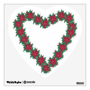 Poinsettia Flowers Heart Shaped Wall Decal