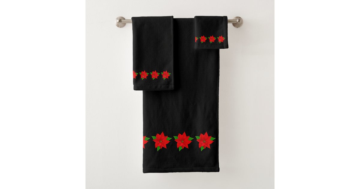 Modern Festive Black White Christmas Tree Pattern Bath Towel Set, Zazzle  in 2023