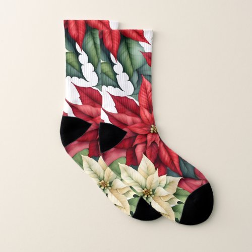Poinsettia Flowers  Socks