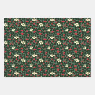 Poinsettia & Flowers Wrapping Paper Sheets