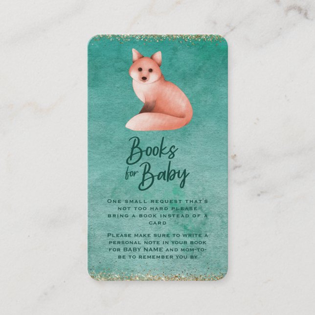 Poinsettia Fox Baby Shower Book Request Enclosure Card (Front)