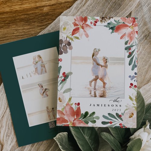 Poinsettia Frame  Holiday Photo Card