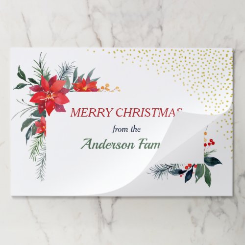 Poinsettia Gold Confetti Christmas Paper Placemats
